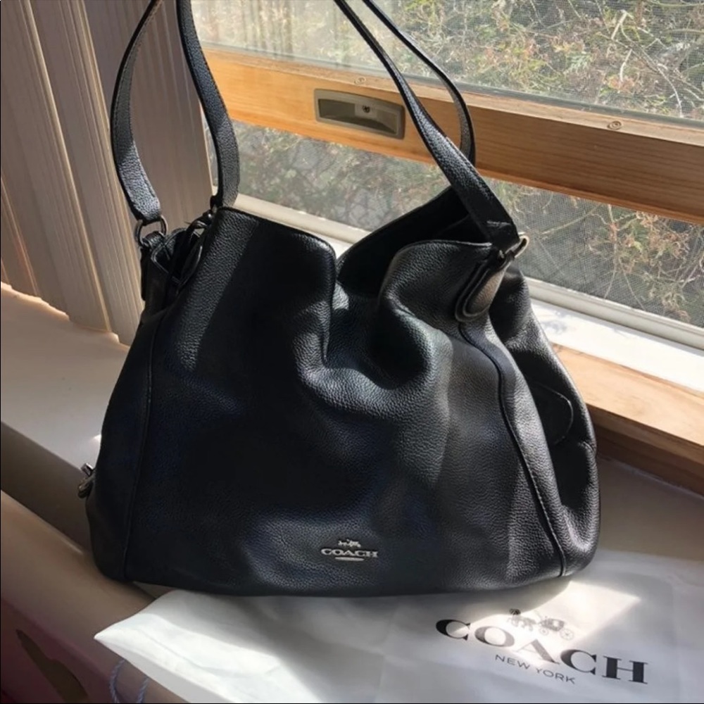 Coach Black Leather Edie 31 Tote